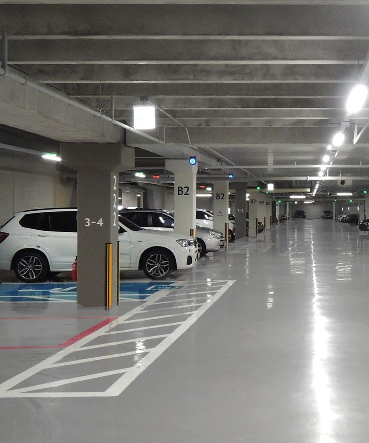 Sàn tầng hầm bãi đỗ xe với bề mặt chống trượt